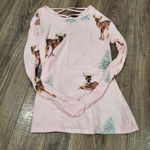 Girls Pajama Top Size 14 Justice Pink Mesh Long Sleeve Top